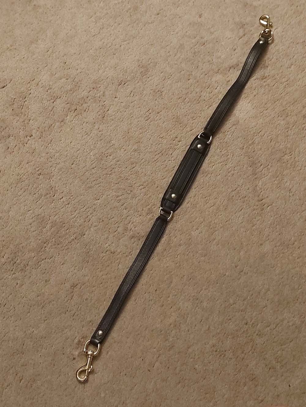Black genuine leather bag strap